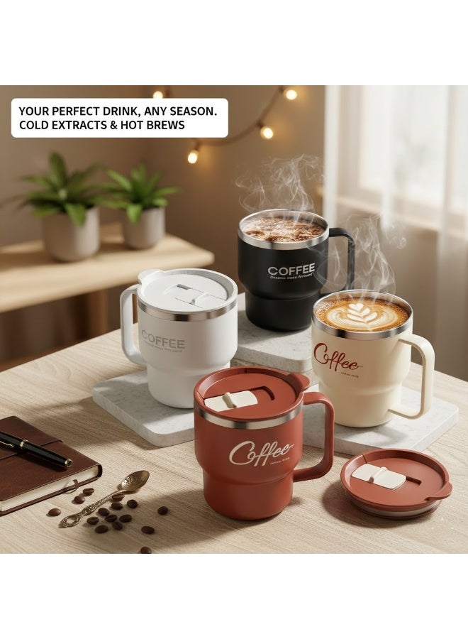 Premium 400ml Stainless Steel Coffee Mug with Lid - Image 1